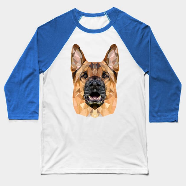 Low Poly Dog German Shepherd Pet German Style Baseball T-Shirt by Monstershirts